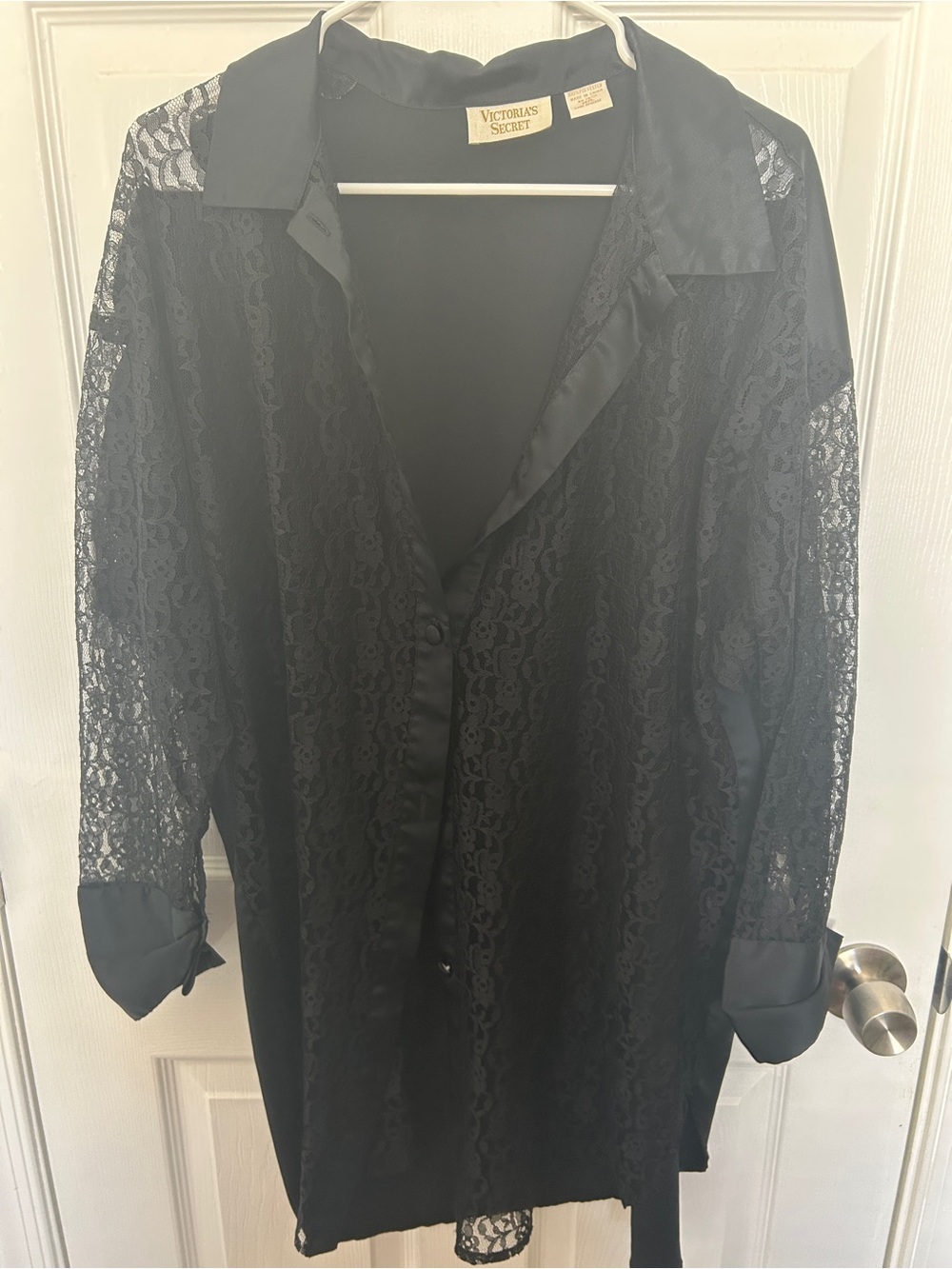 Vintage Victoria's Secret Black Lace Button-Up Shirt